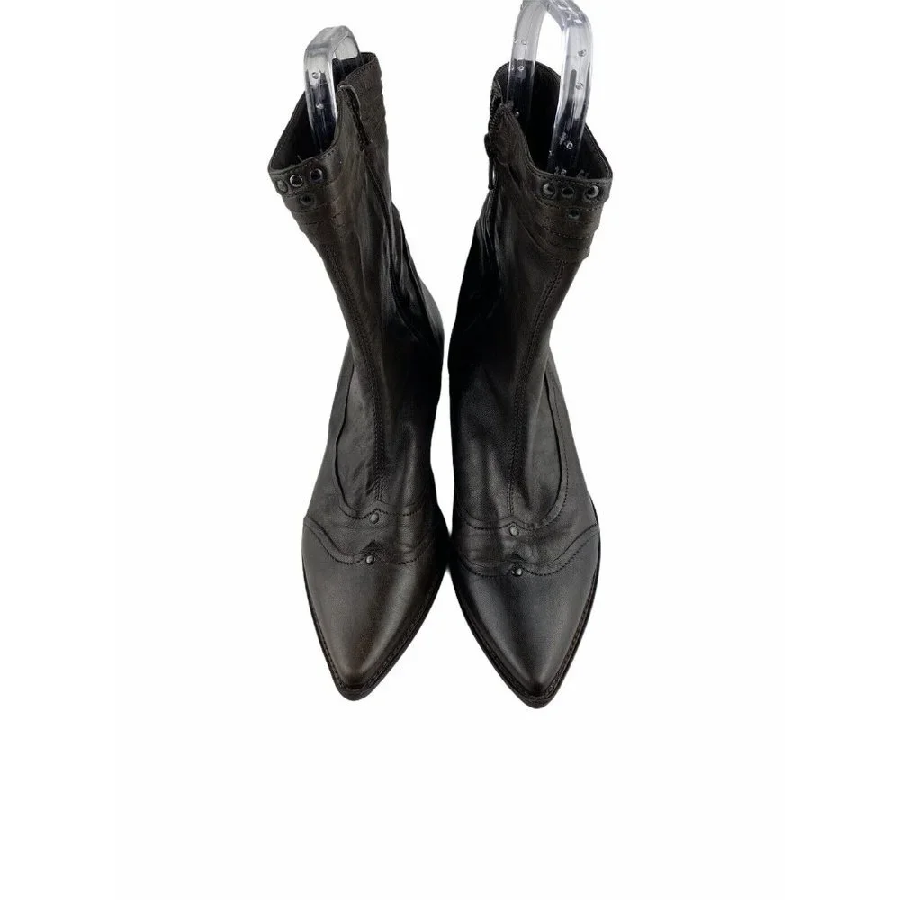 Minelli Womens‎ Brown Pointy Toe Leather Western Boots Size EU 38 US 7 - Picture 4 of 11